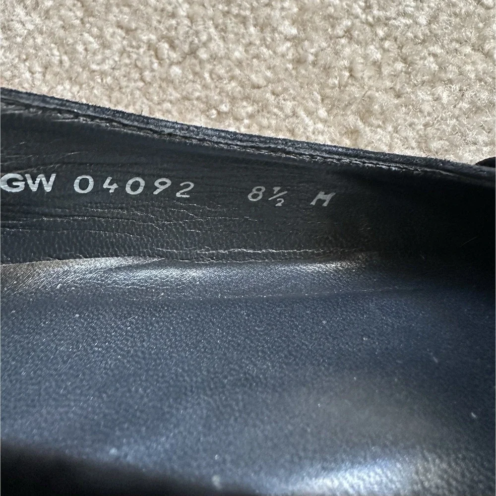 Stuart Weitzman Black Suede Brown‎ Wood Wedge Shoes Size 8 1/2 Silver Studs Read - Picture 11 of 13